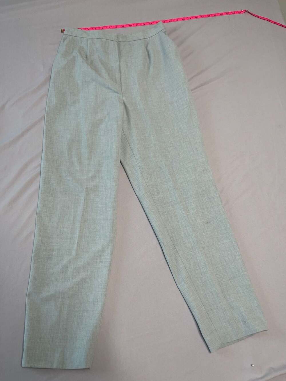Mint Green Pleated Trousers | Retro Tailored High-Waist Pants